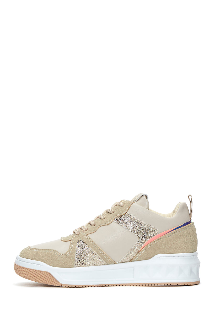 Kadın Bej Bağcıklı Sneaker