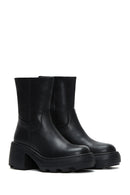 Women's Black Thick Soled Zippered Boots | Derimod