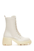 Women's Beige Zippered Heeled Boots | Derimod