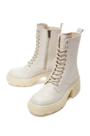Women's Beige Zippered Heeled Boots | Derimod