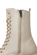 Women's Beige Zippered Heeled Boots | Derimod
