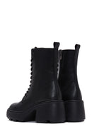 Kadın Siyah Fermuarlı Topuklu Postal Bot | Derimod