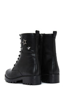 Women's Black Zippered Flat Boots | Derimod