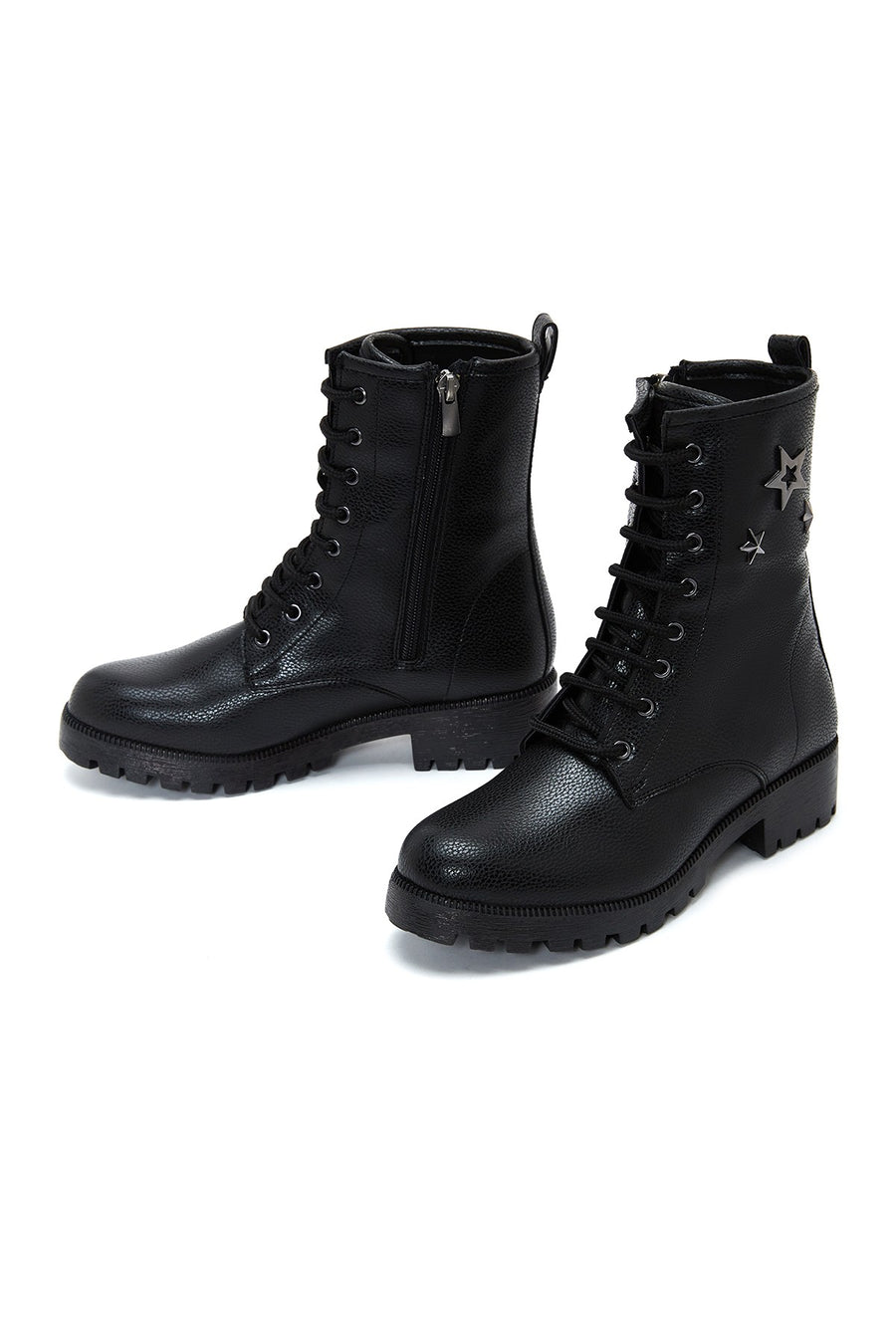 Women's Black Zippered Flat Boots