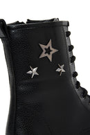 Women's Black Zippered Flat Boots | Derimod