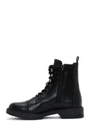 Women's Black Zippered Flat Boots | Derimod