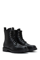 Women's Black Zippered Flat Boots | Derimod