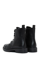 Women's Black Zippered Flat Boots | Derimod
