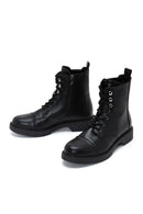 Women's Black Zippered Flat Boots | Derimod