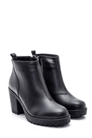 Women's Black Zippered Heeled Boots | Derimod
