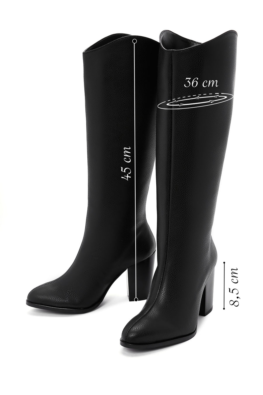 Women's Black Thick High Heeled Classic Boots