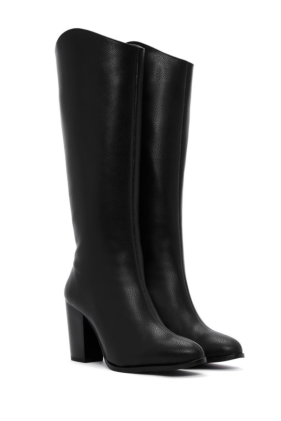 Women's Black Thick High Heeled Classic Boots