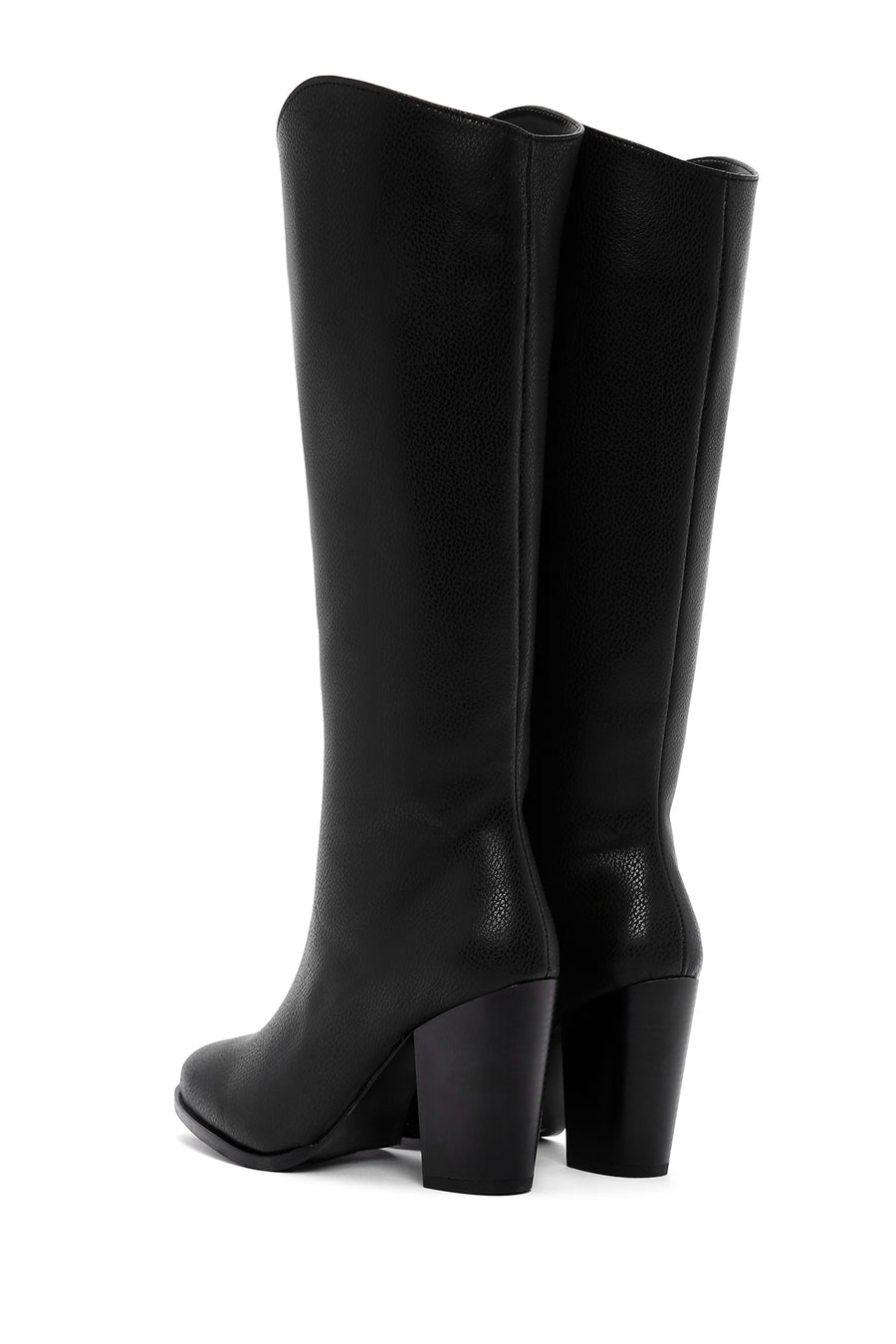 Women's Black Thick High Heeled Classic Boots