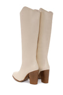 Women's Beige Thick High Heeled Classic Boots | Derimod