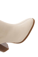 Women's Beige Thick High Heeled Classic Boots | Derimod