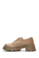 Women's Beige Suede Thick Sole Oxford Shoes | Derimod