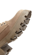 Women's Beige Suede Thick Sole Oxford Shoes | Derimod