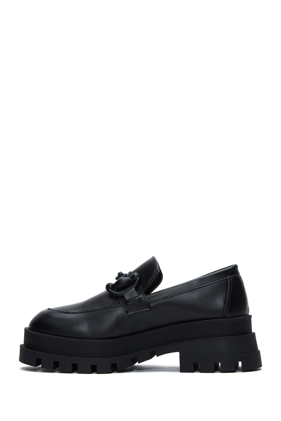 Kadın Siyah Kalın Tabanlı Maskülen Loafer