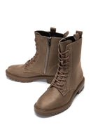 Kadın Vizon Fermuarlı Postal Düz Deri Bot | Derimod