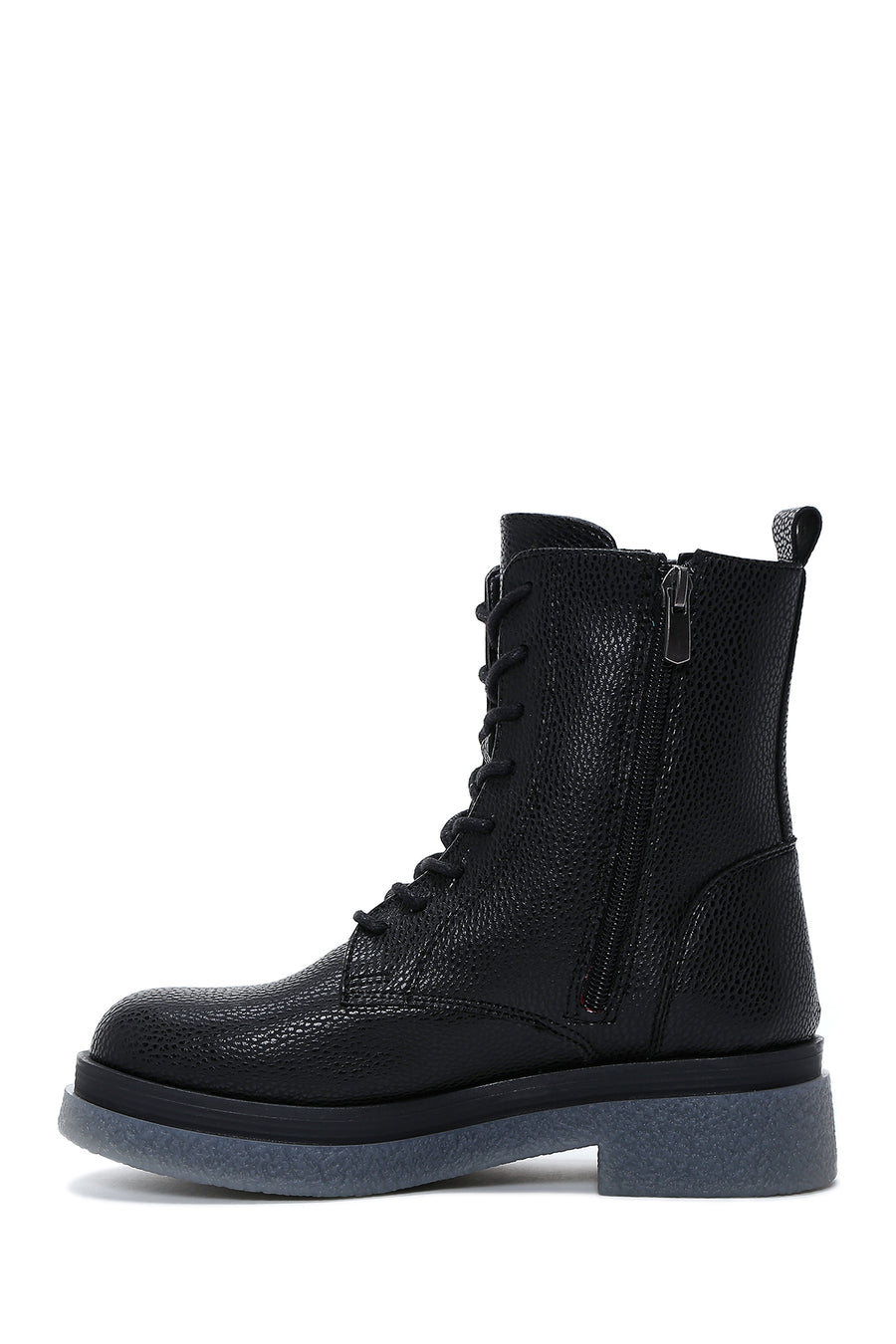 Women's Black Zippered Flat Boots