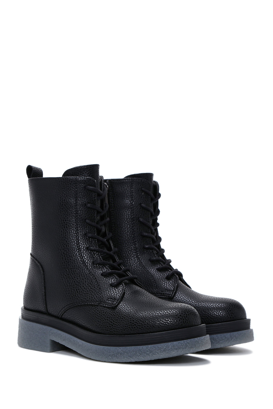 Women's Black Zippered Flat Boots