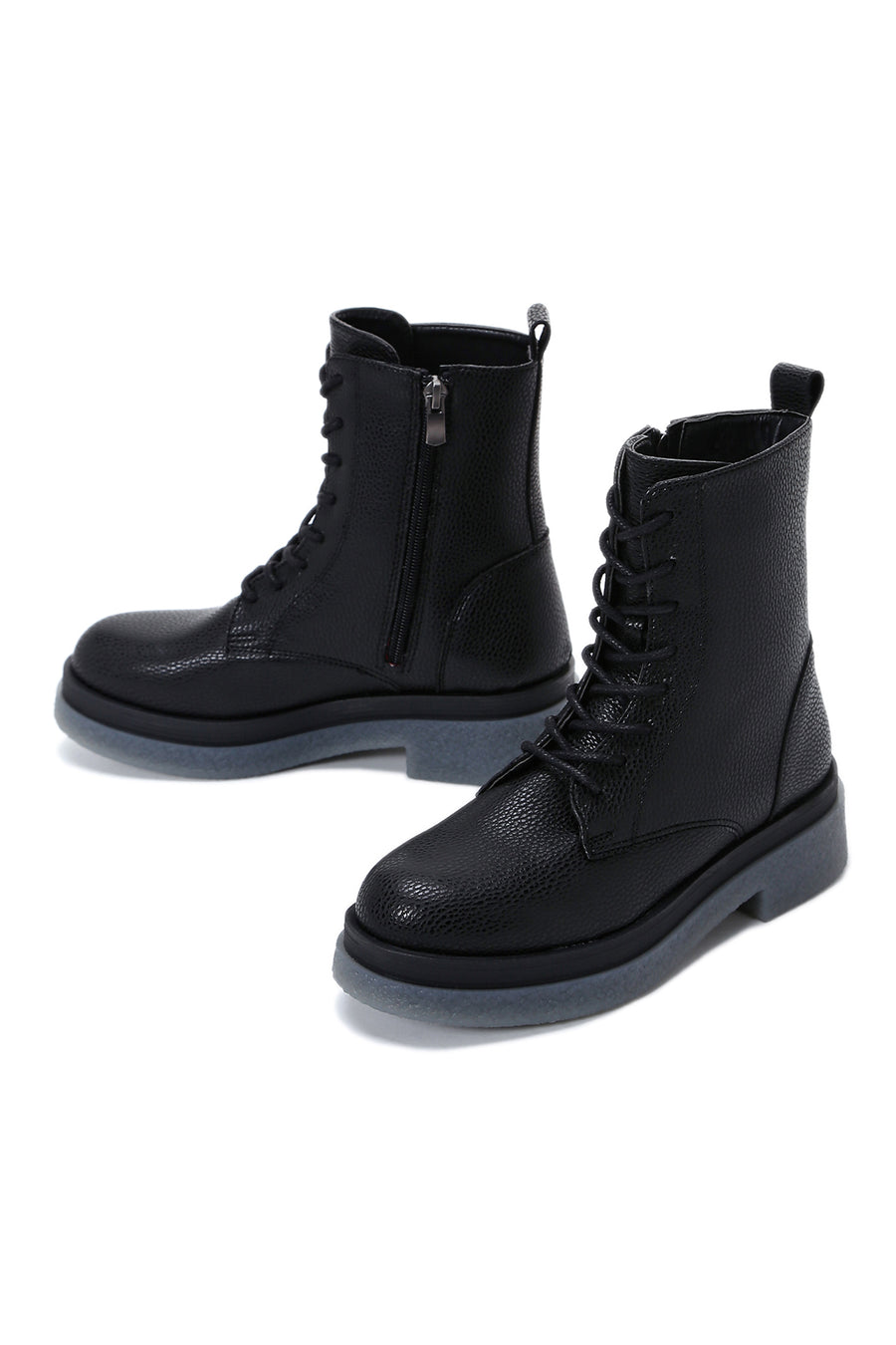 Women's Black Zippered Flat Boots