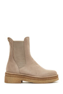 Women's Beige Suede Chelsea Boots | Derimod