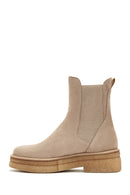 Women's Beige Suede Chelsea Boots | Derimod