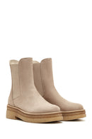 Women's Beige Suede Chelsea Boots | Derimod