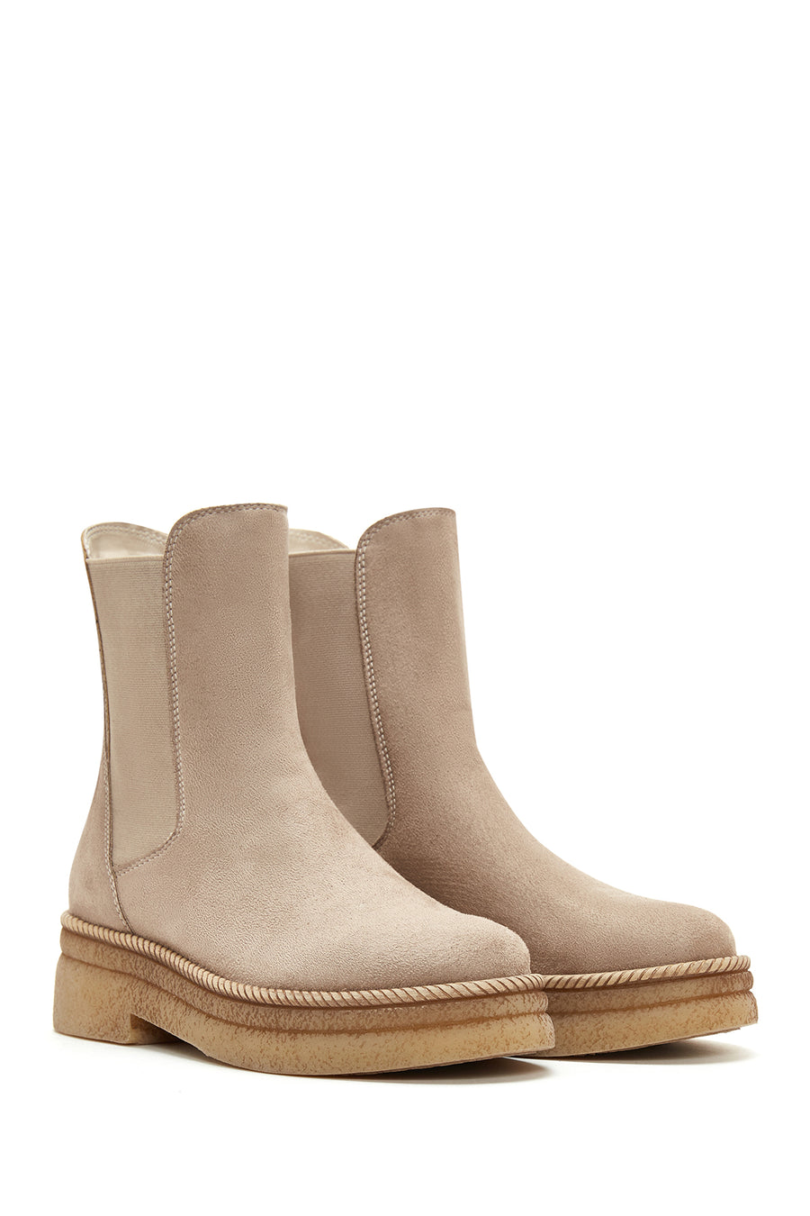 Women's Beige Suede Chelsea Boots