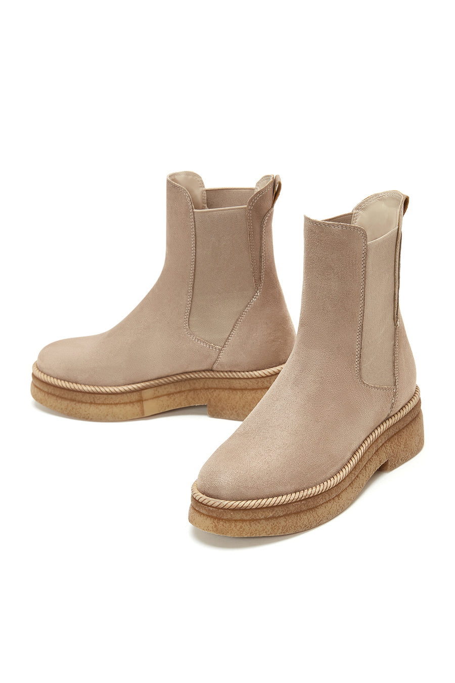 Women's Beige Suede Chelsea Boots