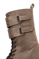 Women's Mink Suede Leather Zippered Flat Boots | Derimod