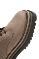 Women's Mink Suede Leather Zippered Flat Boots | Derimod