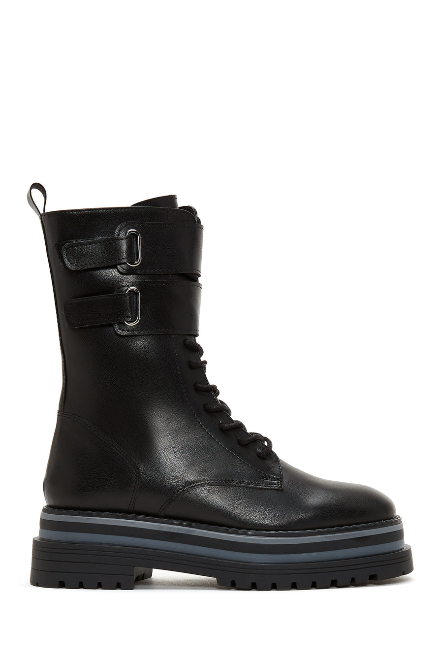 Women's Black Thick Soled Zippered Flat Boots 22WFE402918 | Derimod