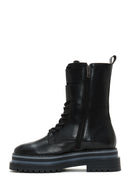 Women's Black Thick Soled Zippered Flat Boots | Derimod