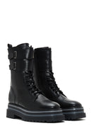 Women's Black Thick Soled Zippered Flat Boots | Derimod