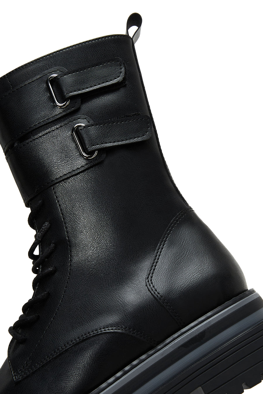 Women's Black Thick Soled Zippered Flat Boots