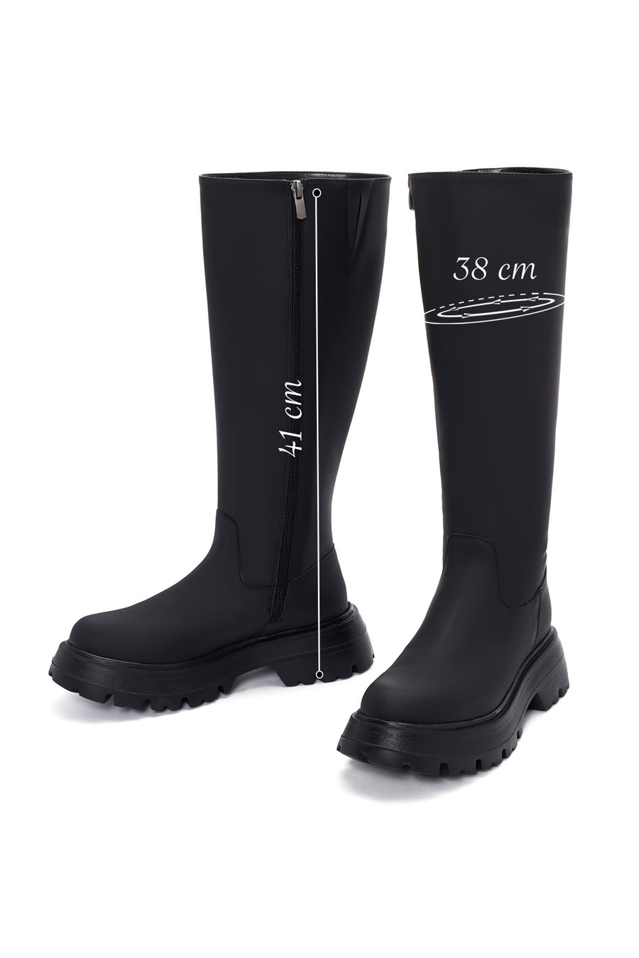 Women's Black Zippered Thick Soled Boots