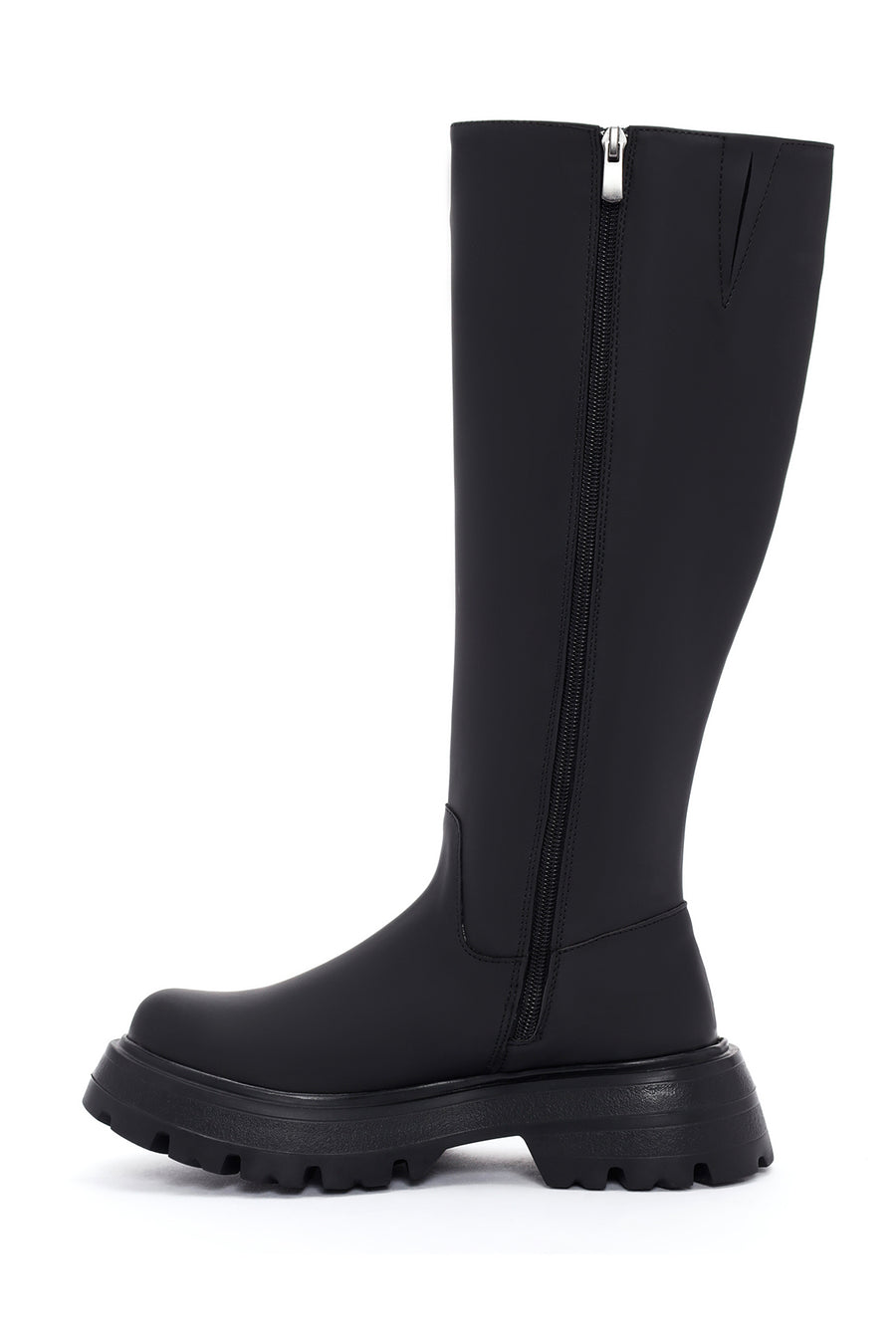 Women's Black Zippered Thick Soled Boots