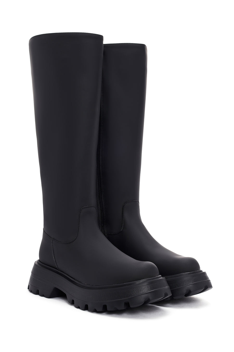 Women's Black Zippered Thick Soled Boots