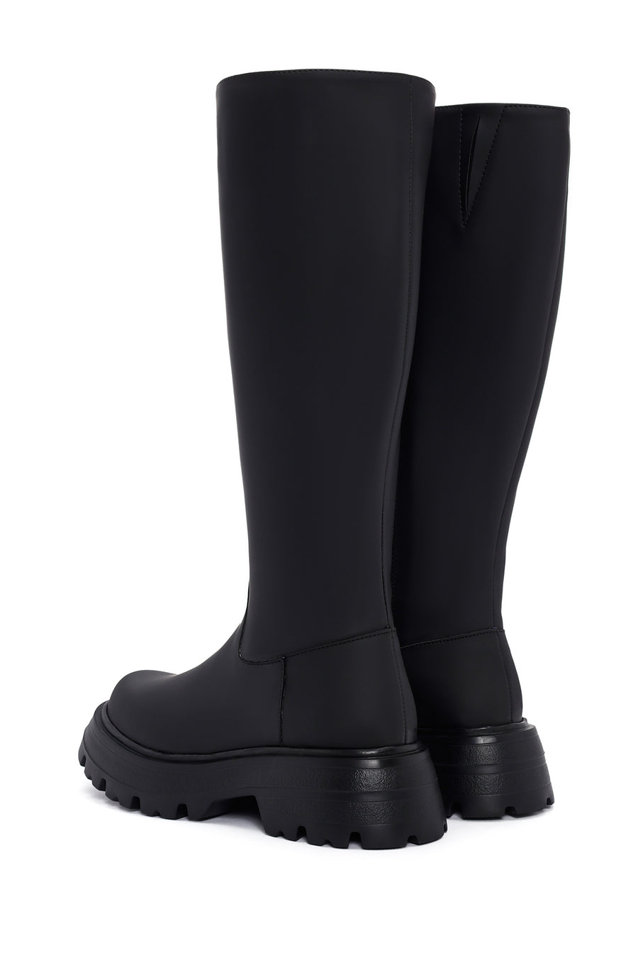 Women's Black Zippered Thick Soled Boots