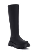 Women's Black Zippered Thick Soled Boots | Derimod