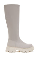 Kadın Bej Fermuarlı Kalın Tabanlı Çizme | Derimod