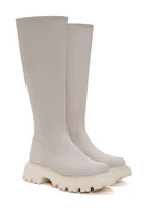 Kadın Bej Fermuarlı Kalın Tabanlı Çizme | Derimod