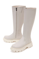 Kadın Bej Fermuarlı Kalın Tabanlı Çizme | Derimod