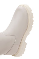 Kadın Bej Fermuarlı Kalın Tabanlı Çizme | Derimod