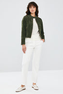 Laura Kadın Haki Süet Deri Ceket | Derimod