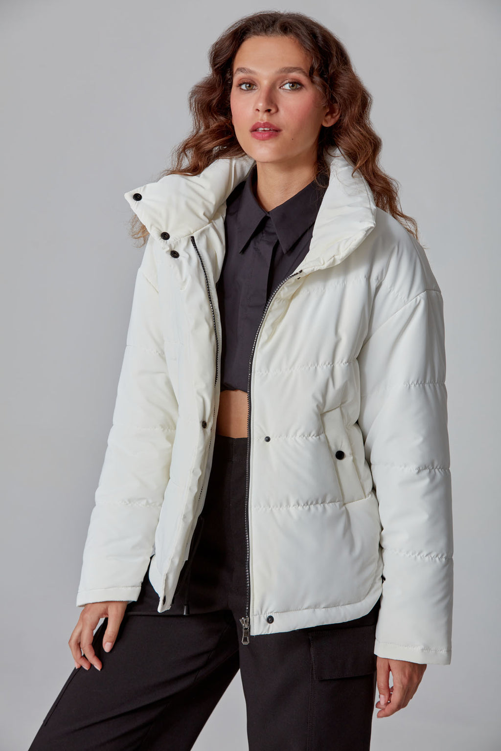 Quebec Kadın Beyaz Softwear Mont