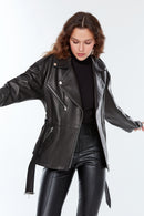 Paradise Women's Black Leather Coat | Derimod