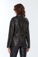 Paradise Women's Black Leather Coat | Derimod